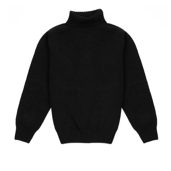 Like new - Black Scottish sweater turtleneck polo neck Jumper Harley of Scotland - Picture 1 of 8
